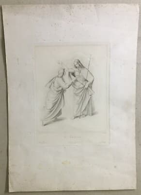 Arte Popolare Devozionale: San Tommaso. Grande Antica Incisione, XIX Secolo