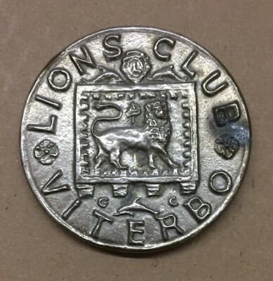 Medaglia Lions Club Viterbo Con Fontana E Araldica