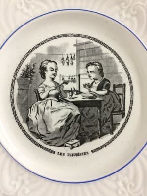 Piatto Artistico Creil Et Montereau, "Les Fleuristes"