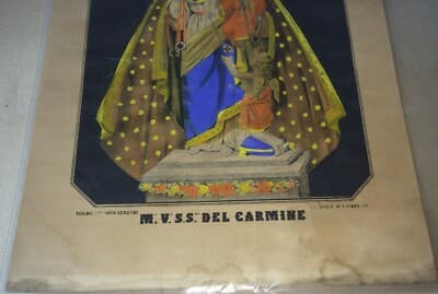 Stampa Popolare Devozionale: Madonna Del Carmine, Litografia A Colori Di Carlo Verdoni, Torino