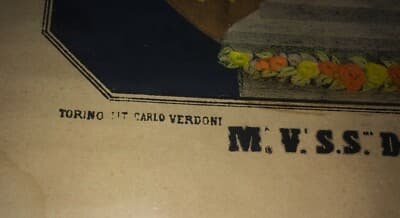 Stampa Popolare Devozionale: Madonna Del Carmine, Litografia A Colori Di Carlo Verdoni, Torino