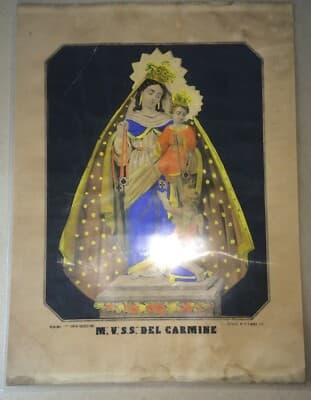 Stampa Popolare Devozionale: Madonna Del Carmine, Litografia A Colori Di Carlo Verdoni, Torino