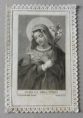Arte Popolare Devozionale: Madonna Della Purità. Santino Leonardi Santamaria, XIX Secolo