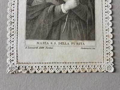 Arte Popolare Devozionale: Madonna Della Purità. Santino Leonardi Santamaria, XIX Secolo