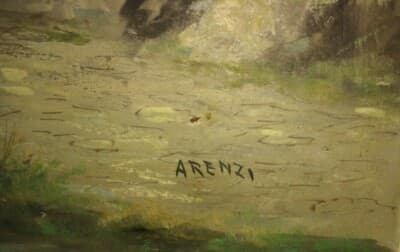 Arte Italiana Del '900: Paesaggio Montano Con Baite E Fiume (Arenzi)