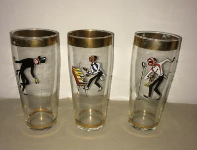 Musica, Ballo, Jazz: Tre Bicchieri Artistici Da Collezione Del '900