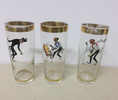 Musica, Ballo, Jazz: Tre Bicchieri Artistici Da Collezione Del '900
