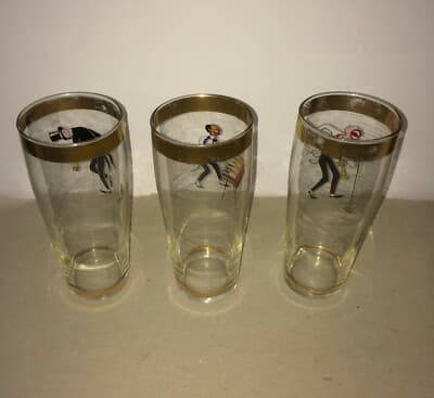 Musica, Ballo, Jazz: Tre Bicchieri Artistici Da Collezione Del '900