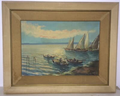 Marina Con Pescatori, Artista Italiano Del Novecento (Pinto)