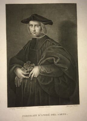 Ritratto Di Andrea Del Sarto. Incisione All'Acquaforte Di Pradier Da Anastasi, XIX Secolo