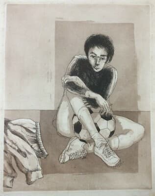 Eva Fischer: Giovane Calciatore. Incisione Originale Firmata.