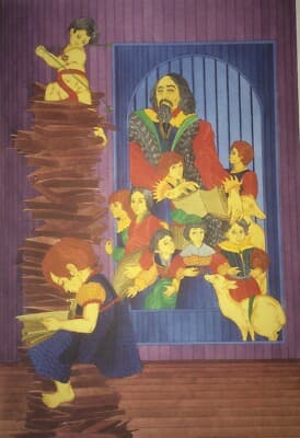 Pier Canosa   Illustrazione Figure Con Bambini E Libri   Vasto