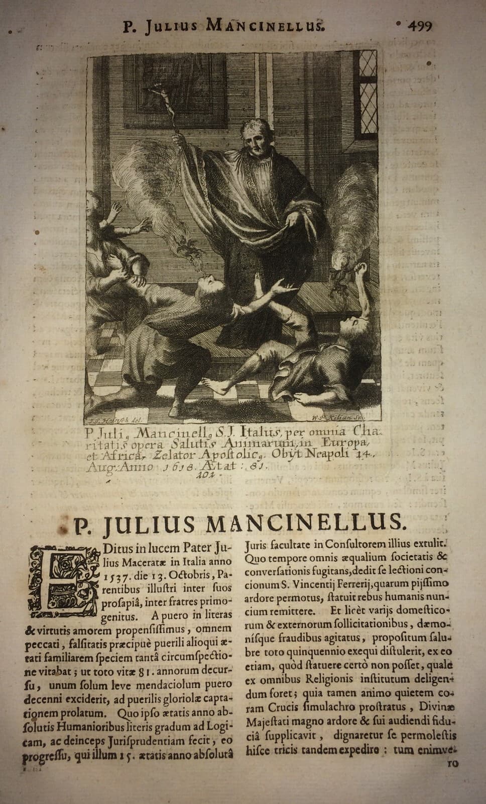 Marche, Macerata. Giulio Mancinelli, Gesuiti. Rara Incisione, Artisti Kilian E Heinsch.