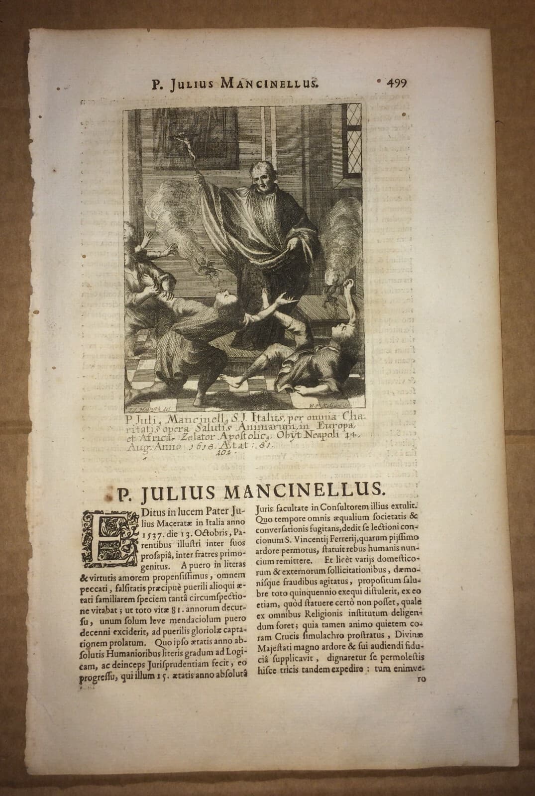 Marche, Macerata. Giulio Mancinelli, Gesuiti. Rara Incisione, Artisti Kilian E Heinsch.