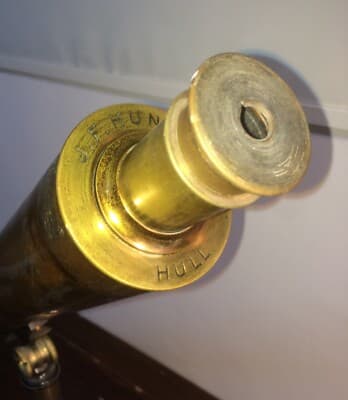 Ottica   Antico Cannocchiale   J.F. Hunt   Hull   Ottone E Ferro   Firmato