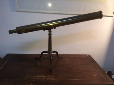 Ottica   Antico Cannocchiale   J.F. Hunt   Hull   Ottone E Ferro   Firmato