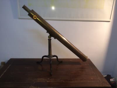 Ottica   Antico Cannocchiale   J.F. Hunt   Hull   Ottone E Ferro   Firmato