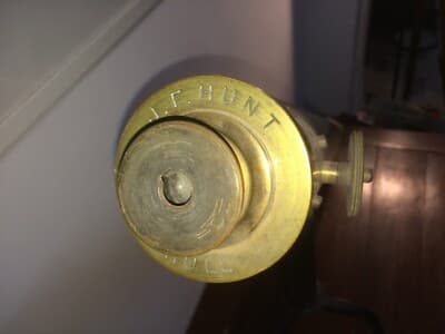 Ottica   Antico Cannocchiale   J.F. Hunt   Hull   Ottone E Ferro   Firmato