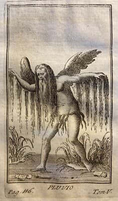 Allegoria Della Pioggia: Pluvio. Antica Incisione All'Acquaforte