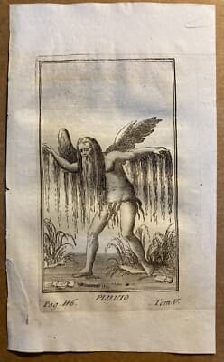 Allegoria Della Pioggia: Pluvio. Antica Incisione All'Acquaforte