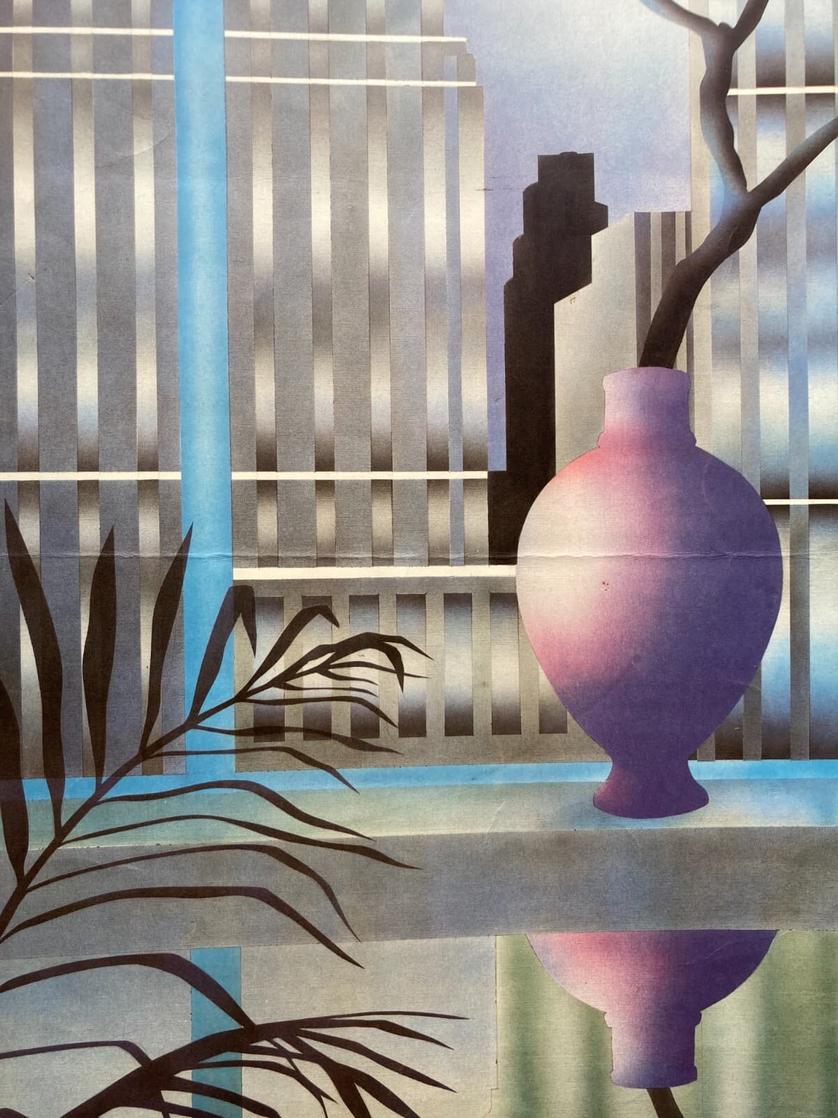 Arte Grafica Moderna   Artista F. Roche   New York   Veduta Con Grattacieli