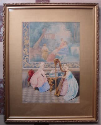 Gianni, Veduta Di Interno: Sala Di Musica Con Pianoforte E Arpa