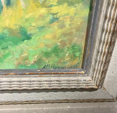 Mario Busini: Paesaggio Lacustre, Dipinto A Olio Su Compensato, 1941