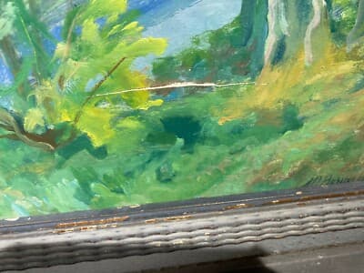 Mario Busini: Paesaggio Lacustre, Dipinto A Olio Su Compensato, 1941