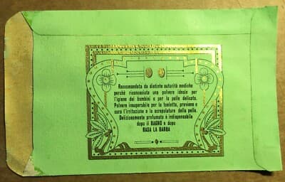 Farmacia   Antica Busta Pubblicitaria Farmaceutica Per Talco Borato, Litografia Dorata