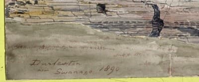 Veduta Paesaggistica Costiera Con Barche E Grotte A Swanage   Acquarello (1890)