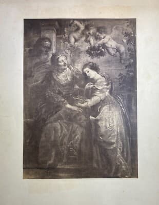 Arte Devozionale, Rubens, Educazione Di Maria, Antica Fotografia Da Collezione