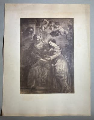 Arte Devozionale, Rubens, Educazione Di Maria, Antica Fotografia Da Collezione