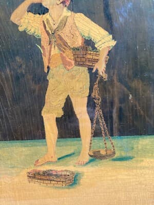 Folklore   Venditore Ambulante   Pannello Intarsiato Tipo Sorrentino In Legno