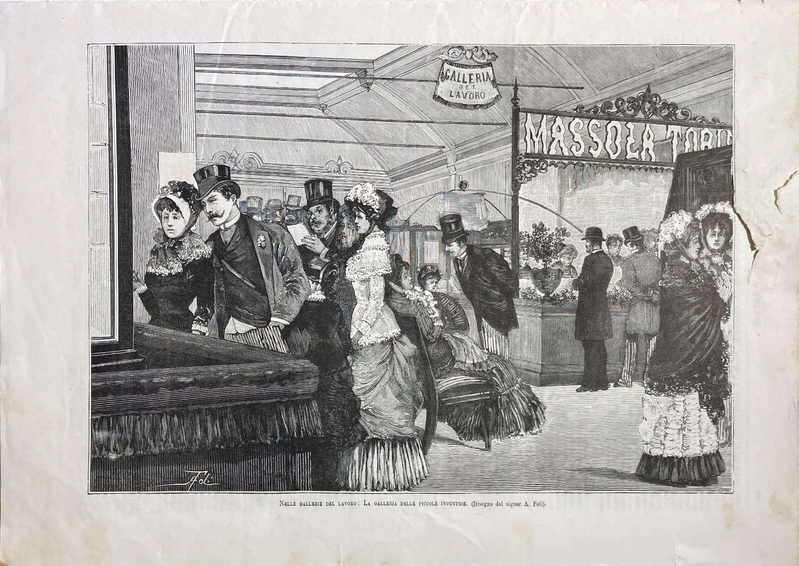 Milano: Esposizione 1881, Ditta Massola, Torino. Galleria Del Lavoro, Xilografia Di Foli.