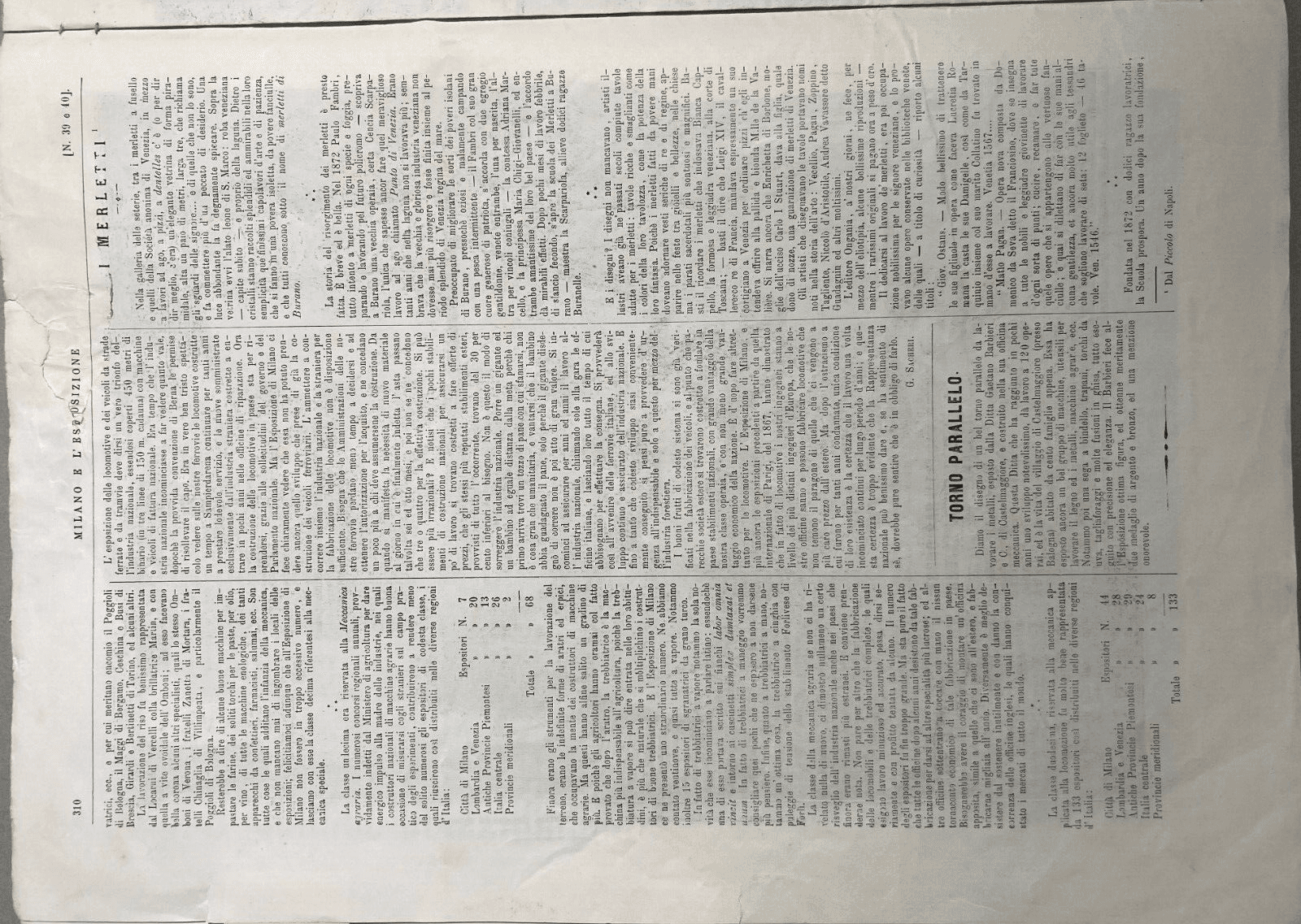Milano: Esposizione 1881, Ditta Massola, Torino. Galleria Del Lavoro, Xilografia Di Foli.