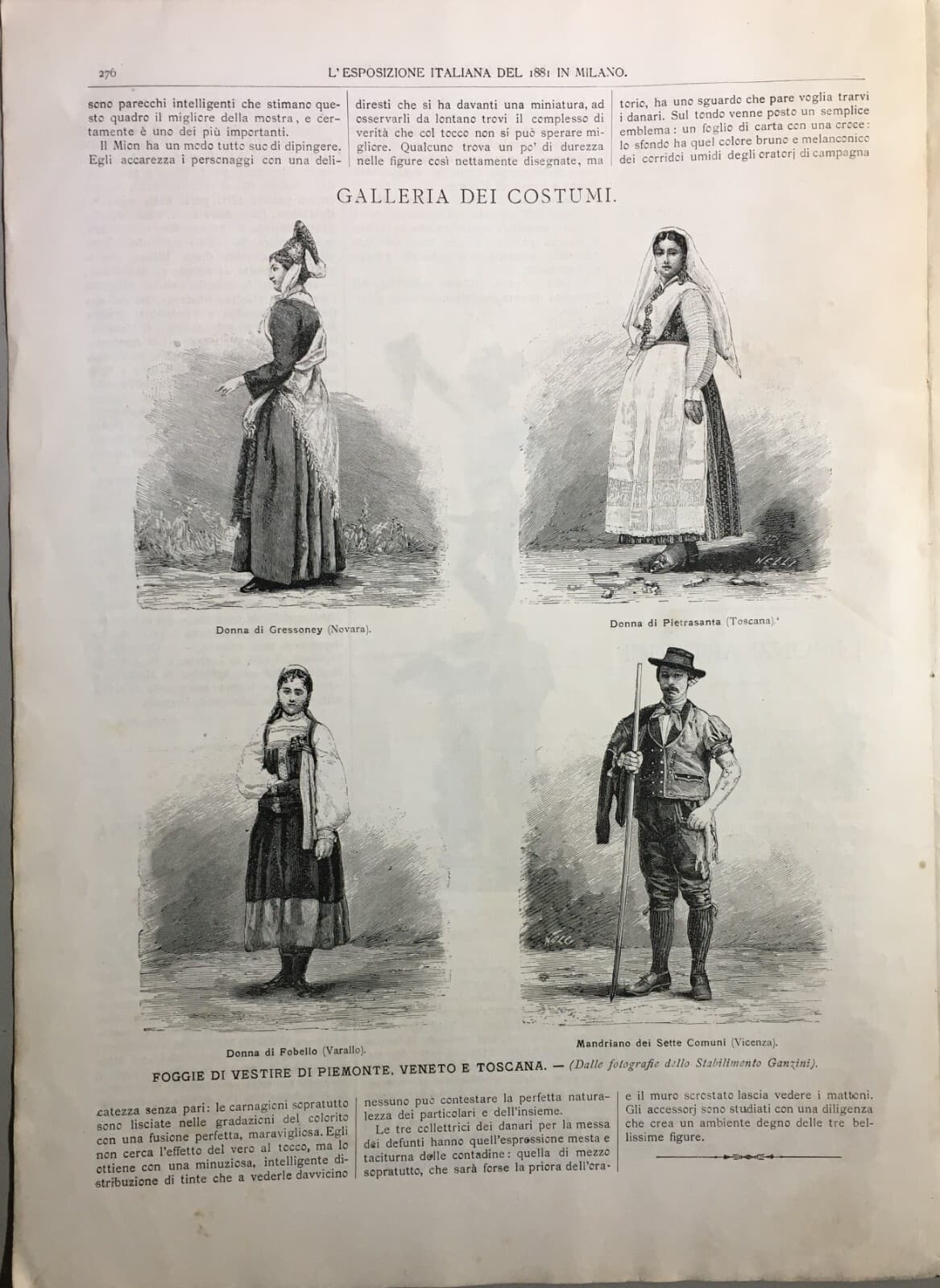 Arte, Folklore E Costumi Regionali: Gressoney, Pietrasanta, Fobello E Sette Comuni, 1881