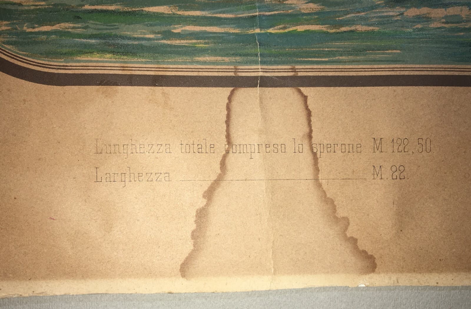 Mare, Marineria, Marina Militare Italiana, Corazzata Italia, Antica Cromolitografia.