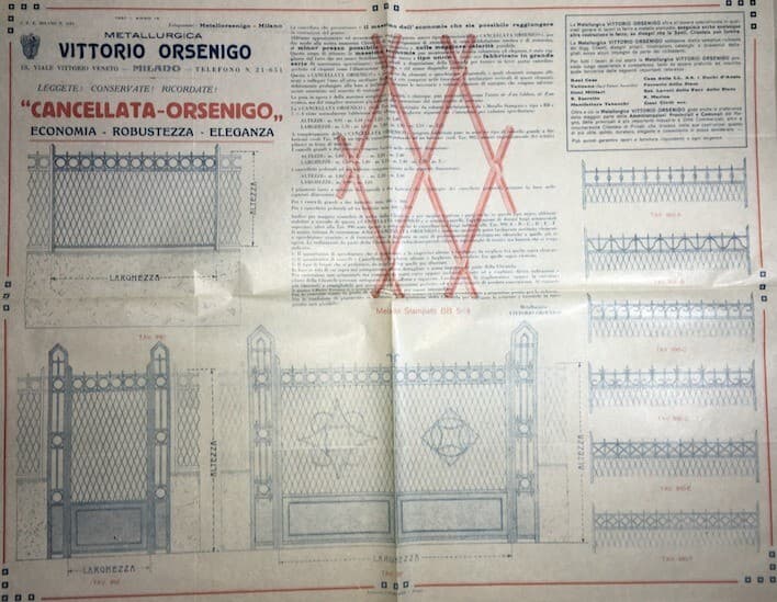 Metallurgica Orsenigo: Milano   Cancelli In Ferro   Grande Stampa Pubblicitaria, 1931