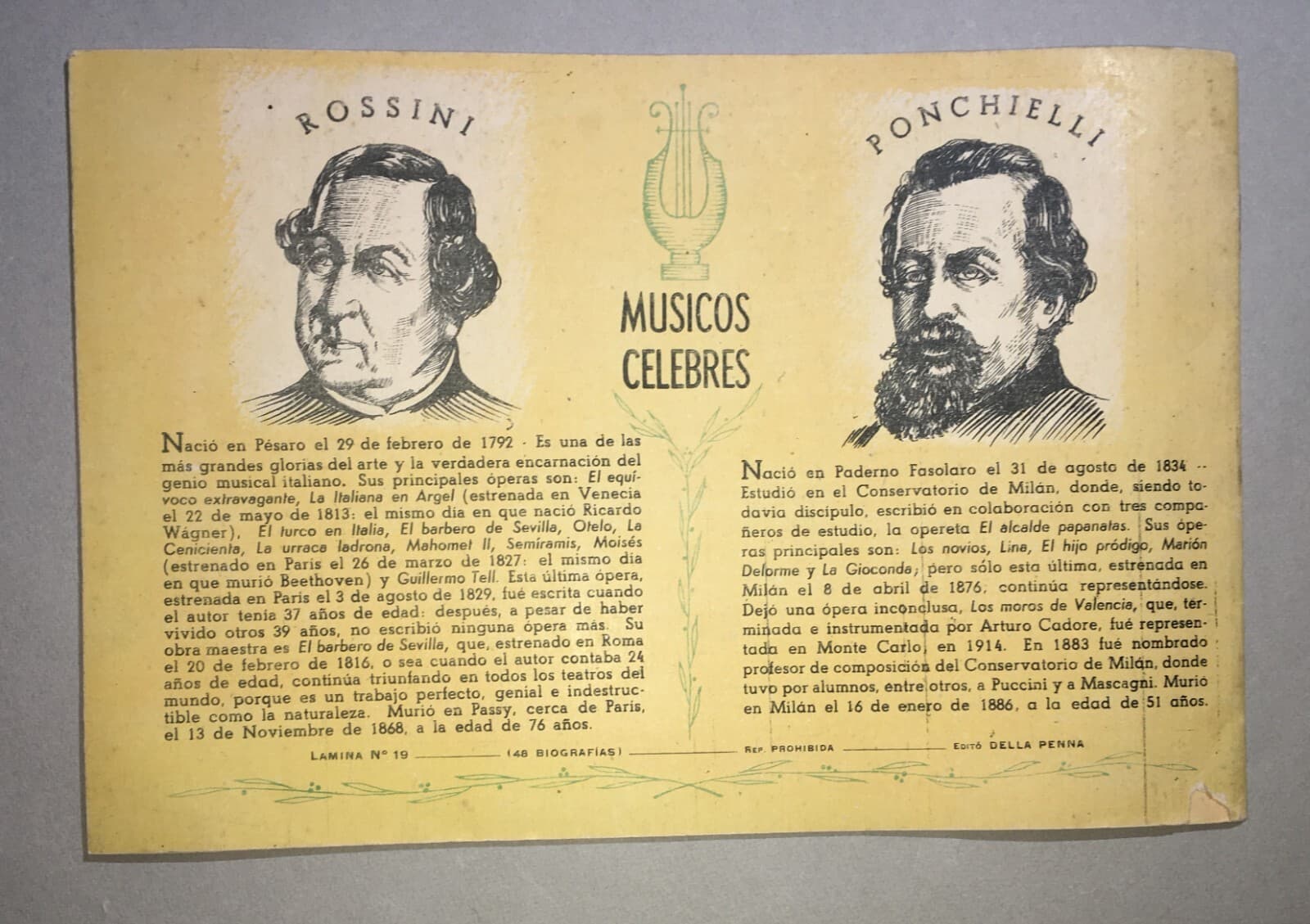 Istonio: Quaderno Musicale d'Epoca Con Ritratti Di Musicisti