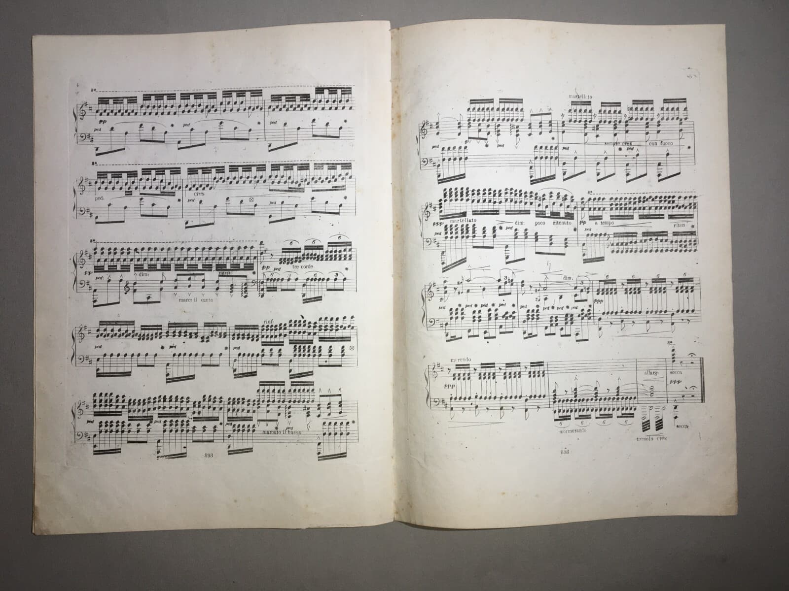 Musica, Antico Spartito Per Pianoforte. Andante Dei Puritani, Giuseppe Romano.