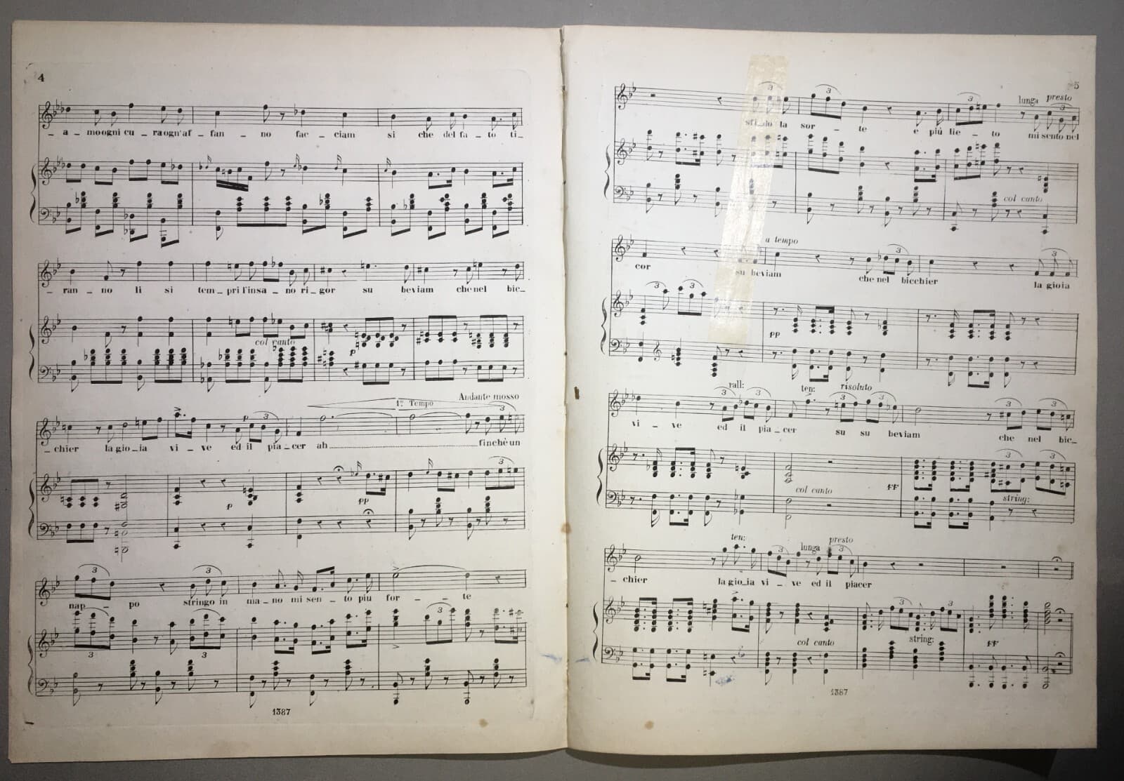 Musica: Antico Spartito Musicale Di Marchese Tupputi Dedicato Al Re Del Portogallo