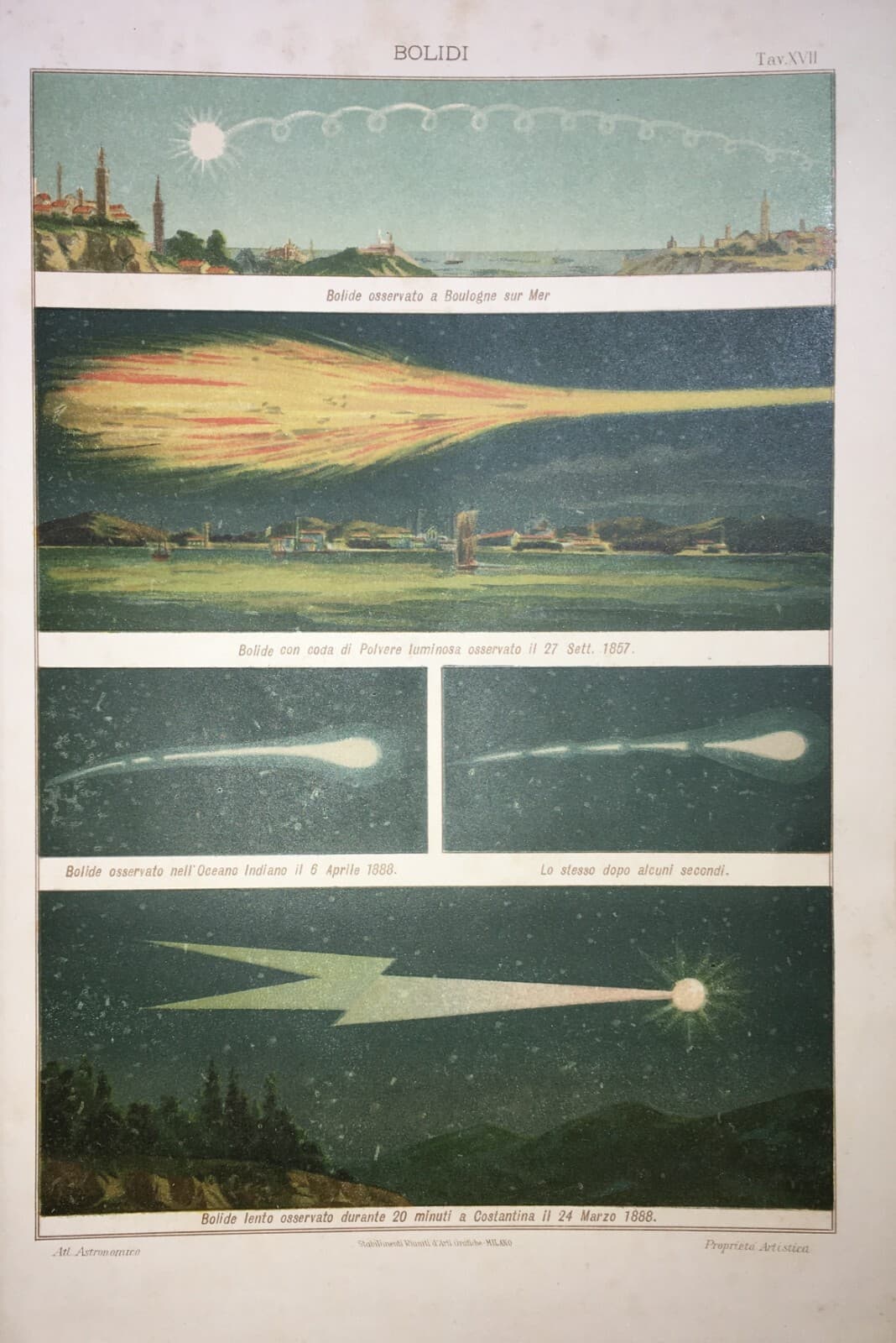 Astronomia, Spazio, Bolidi: Boulogne Sur Mer, Costantina. Antica Cromolitografia Del Primo '900