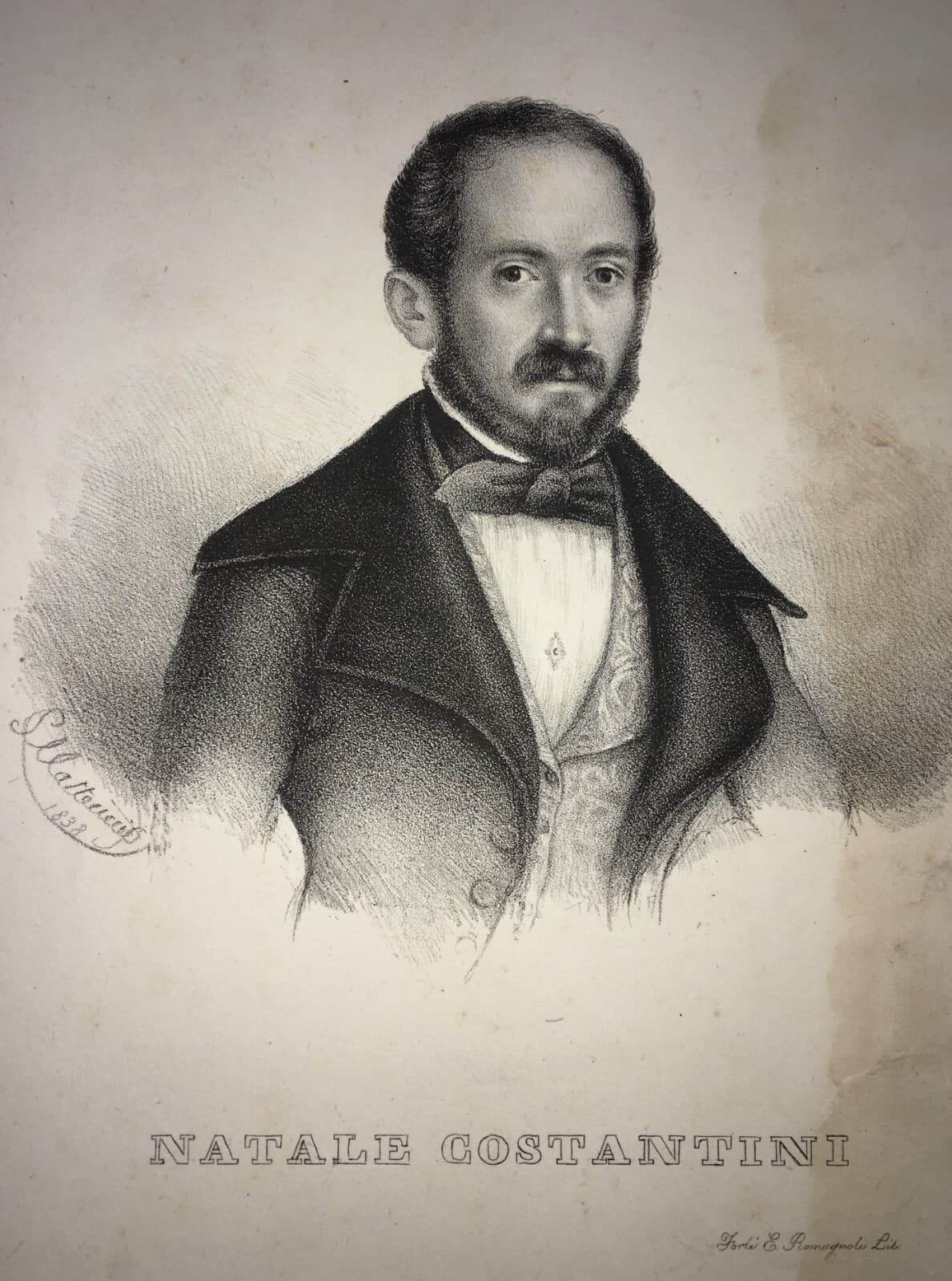 Antico Ritratto Di Natale Costantini   Musica, Musicisti E Cantanti   Bologna   Matteucci