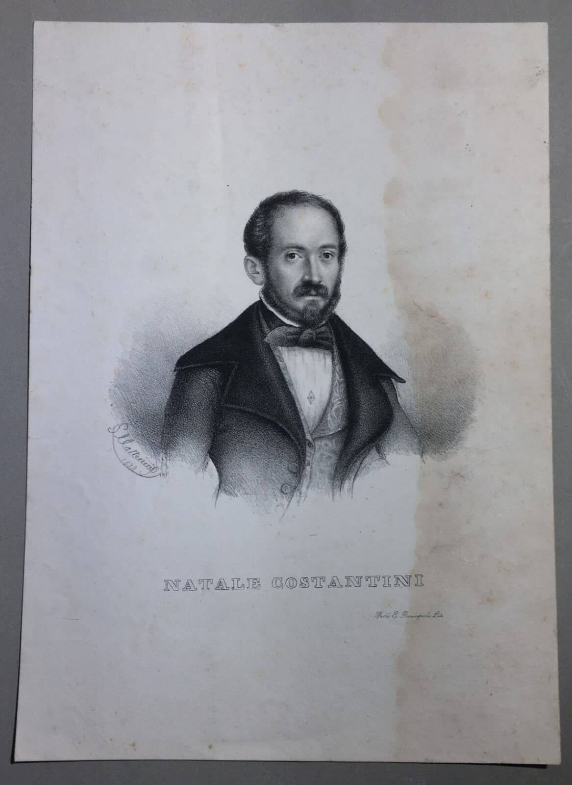 Antico Ritratto Di Natale Costantini   Musica, Musicisti E Cantanti   Bologna   Matteucci