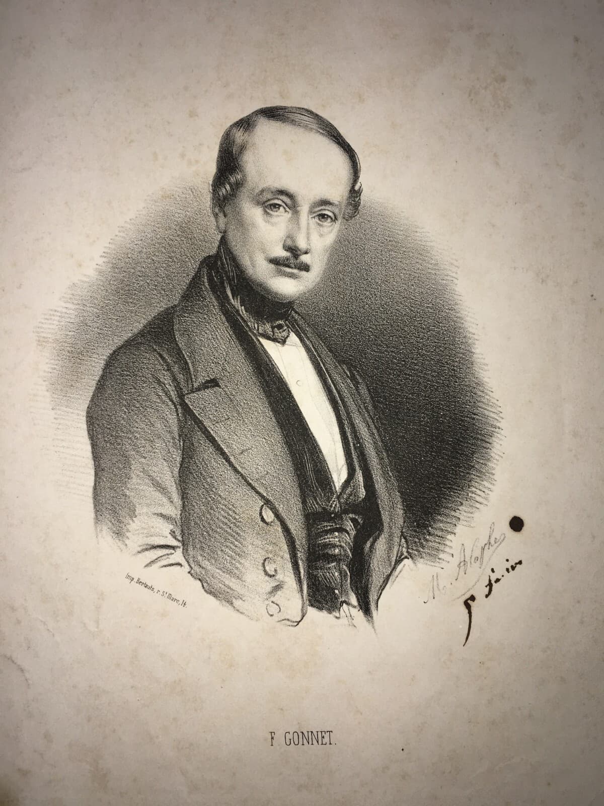 Antico Ritratto   F. Gonnet   Litografia Bertauts