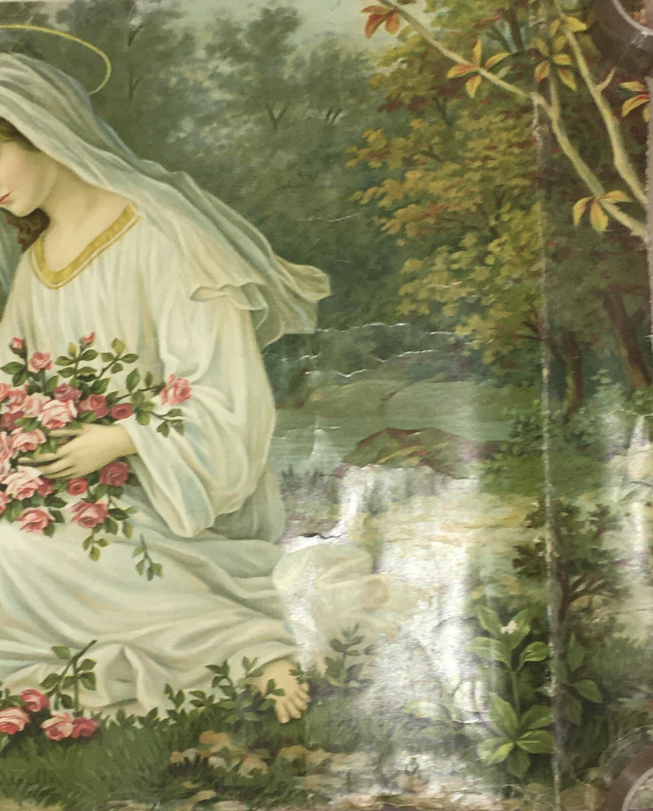 Madonna Con Bambino. Grande Stampa Cromolitografica Devozionale