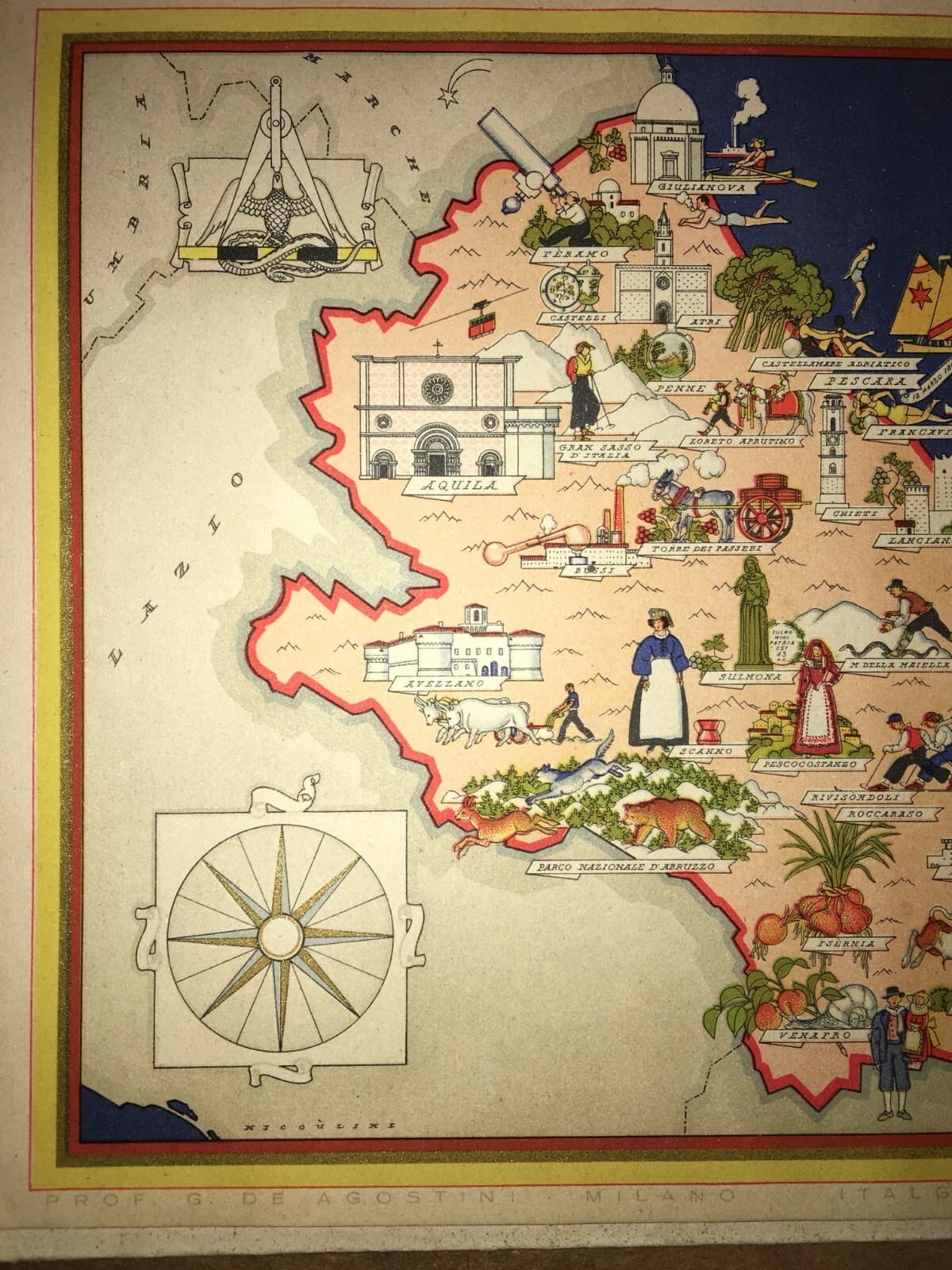 Abruzzo E Molise: Mappa Cartografica Artistica Di Vsevolode Nicouline