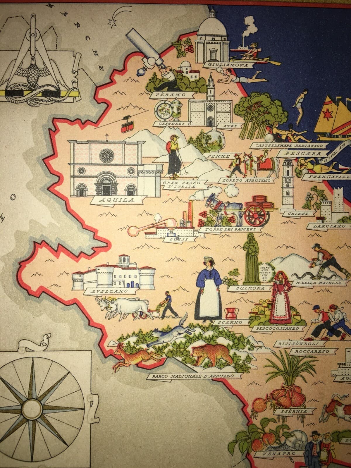 Abruzzo E Molise: Mappa Cartografica Artistica Di Vsevolode Nicouline