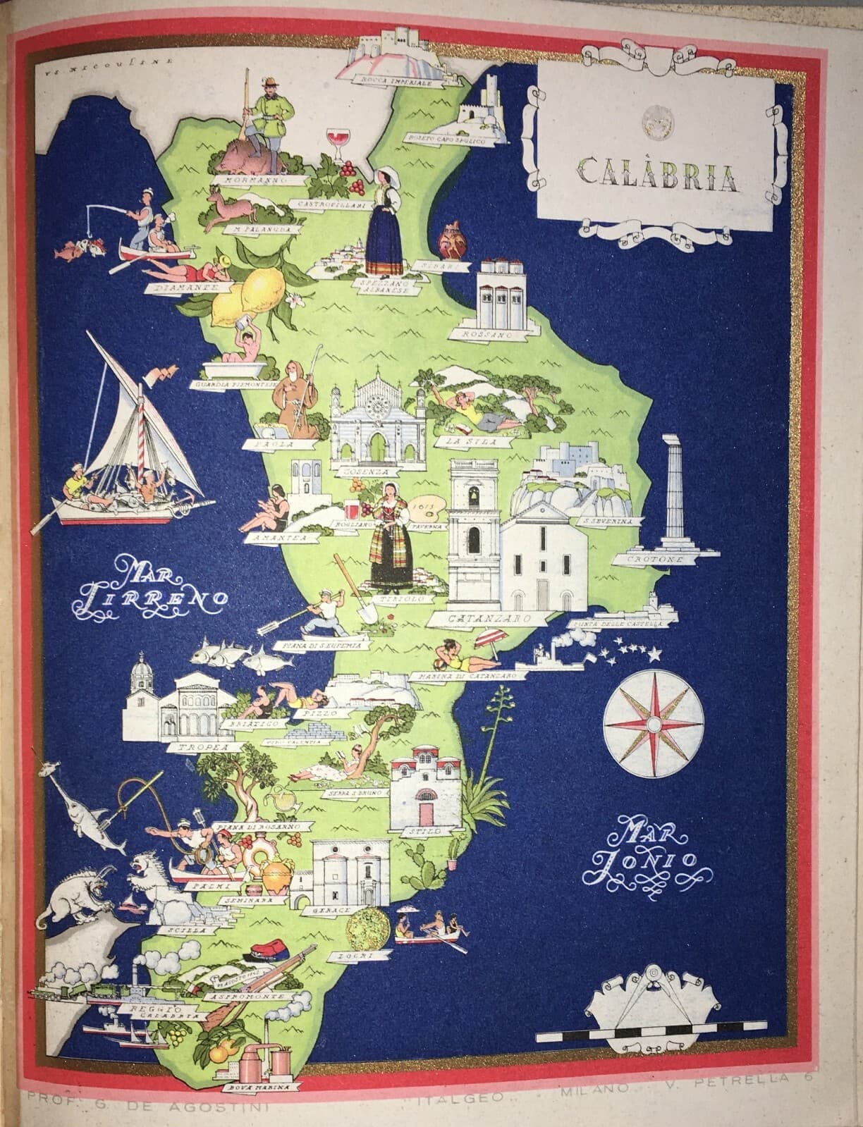 Calabria: Mappa Cartografica E Folkloristica, Artista Vsevolode Nicouline