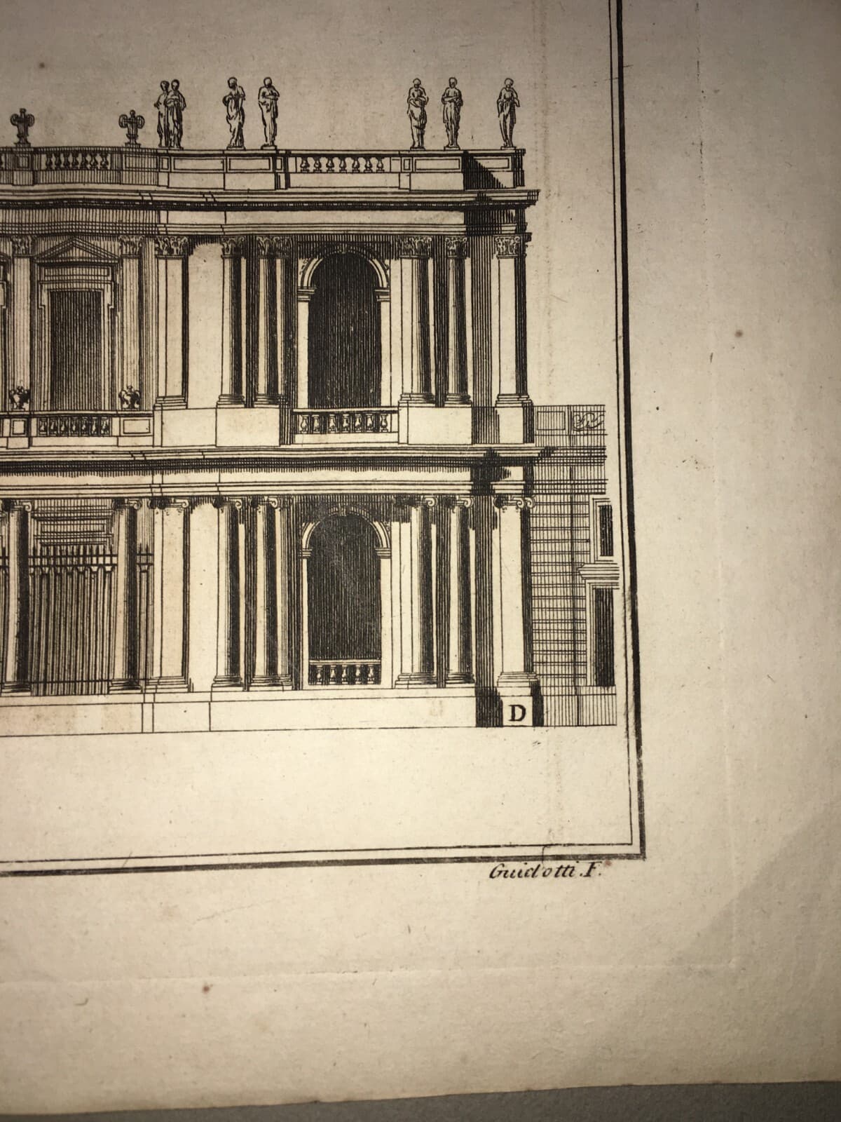 Architettura: Antica Prospettiva Di Un Grand Hotel Di Jacques Francois Blondel, Incisione Guidotti